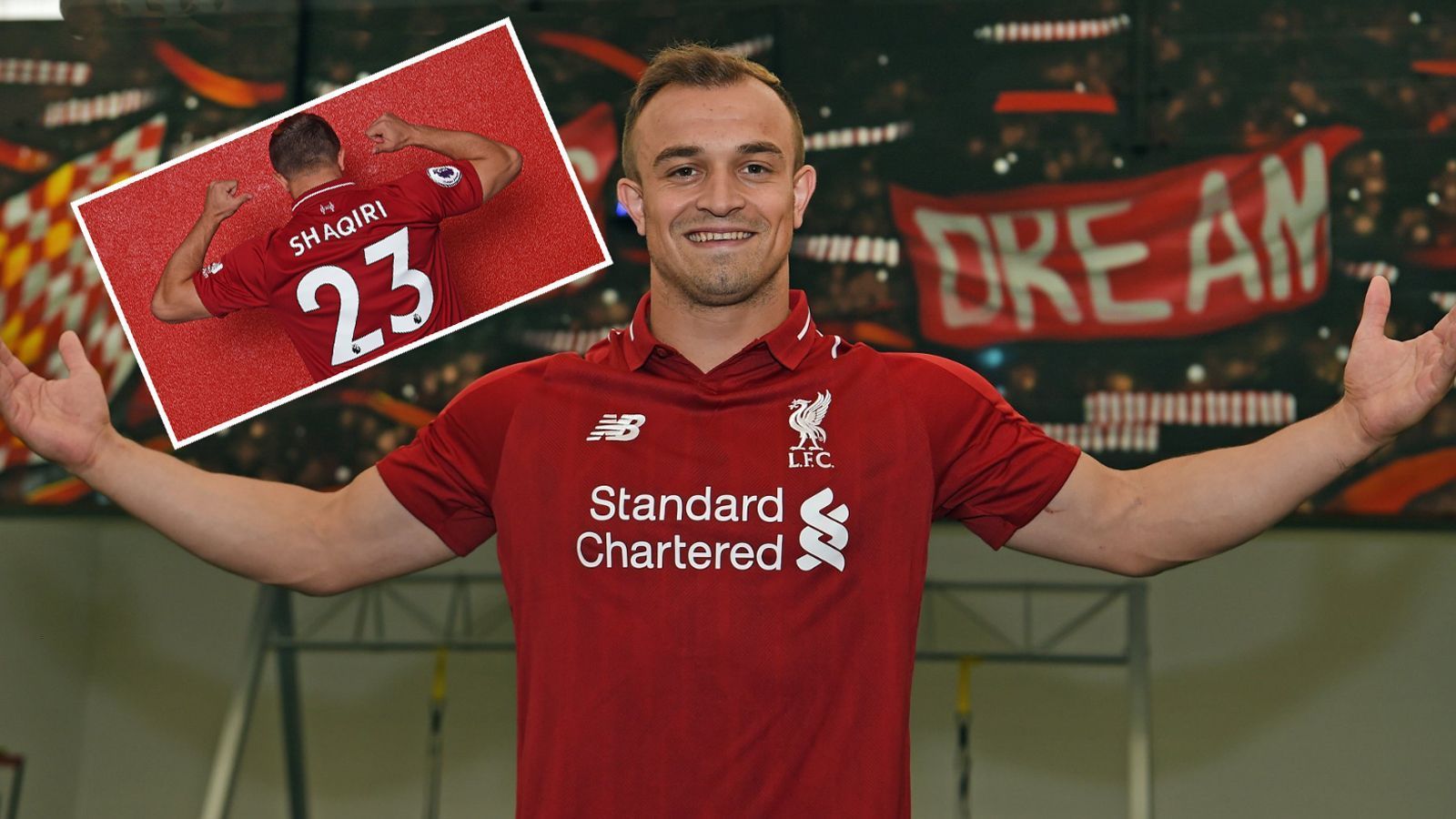 
                <strong>Xherdan Shaqiri (FC Liverpool)</strong><br>
                Rückennummer: 23Transferiert von: Stoke City
              