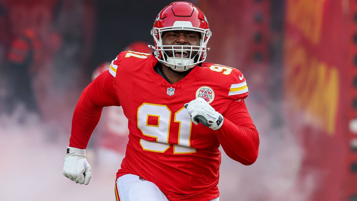 January 18, 2025: Kansas City Chiefs defensive tackle Derrick Nnadi (91) is introduced before an NFL, American Football Herren, USA AFC Divisional game against the Houston Texans at GEHA Field at A...