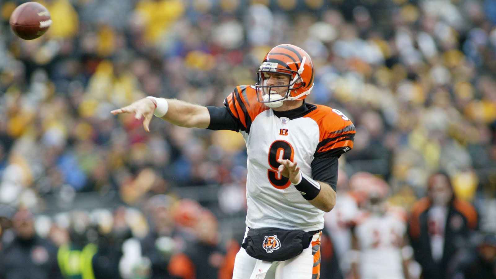 
                <strong>Carson Palmer (Cincinnati Bengals)</strong><br>
                Auch in Cincinnati ist die Situation nicht ganz unbekannt. Carson Palmer riss sich 2005 im AFC Wild Card Game gegen die Steelers das Kreuzband, nachdem ihn Pittsburghs Kimo von Oelhoffen auf Kniehöhe getackelt hatte. In der Folgesaison stellte er mit 4.035 Passing Yards einen neuen Bengals-Rekord auf und wurde in den Pro Bowl gewählt.
              