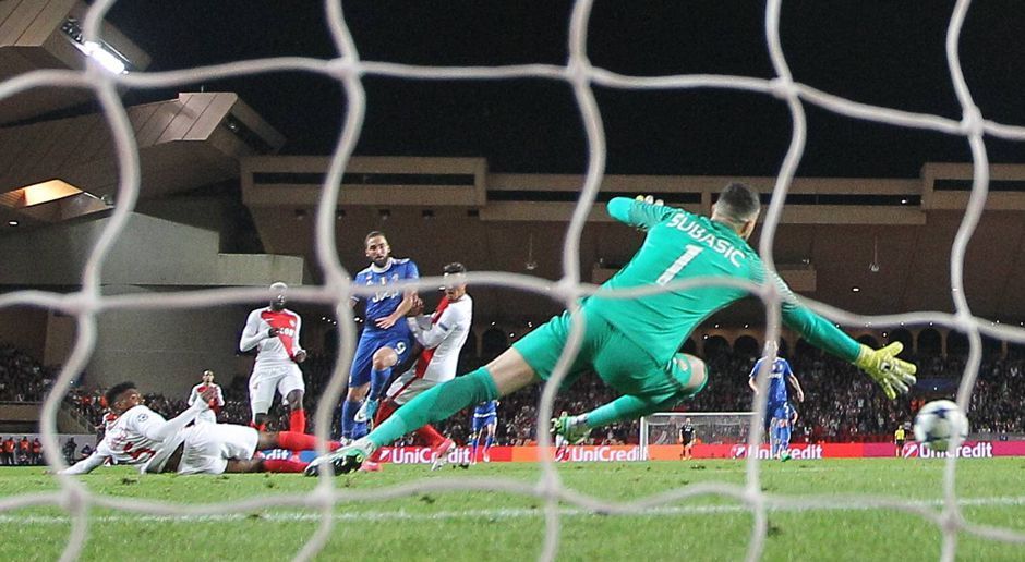 
                <strong>AS Monaco vs. Juventus Turin</strong><br>
                Monacos Keeper Danijel Subasic hat beim platzierten Schuss keine Chance.
              