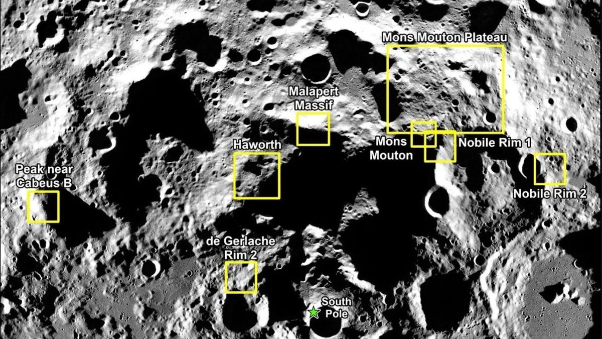 Standorte für die erste bemannte Landung auf dem Mond