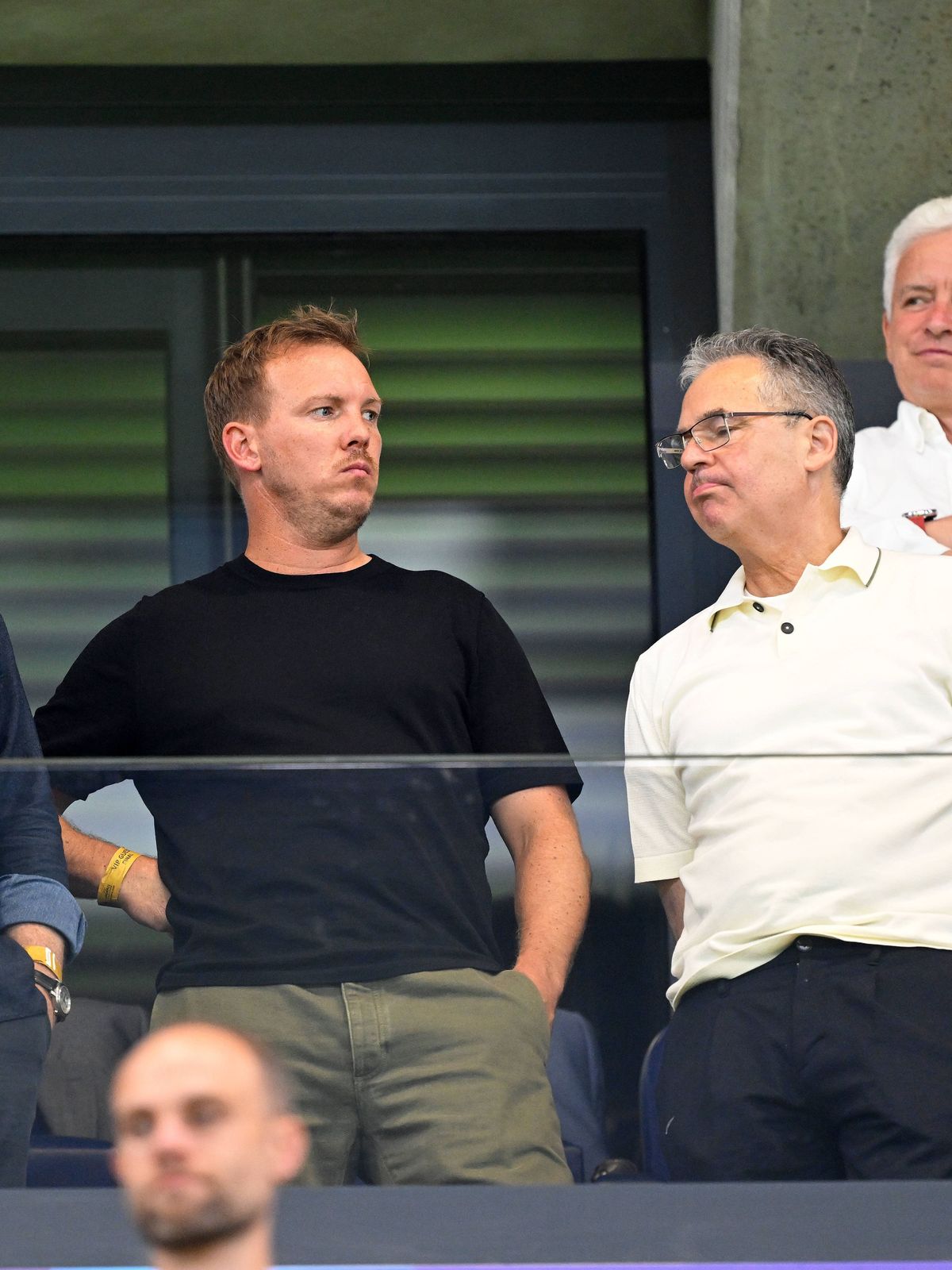 Rudi Völler, Julian Nagelsmann, Andreas Rettig und Bernd Neuendorf (v. l.)