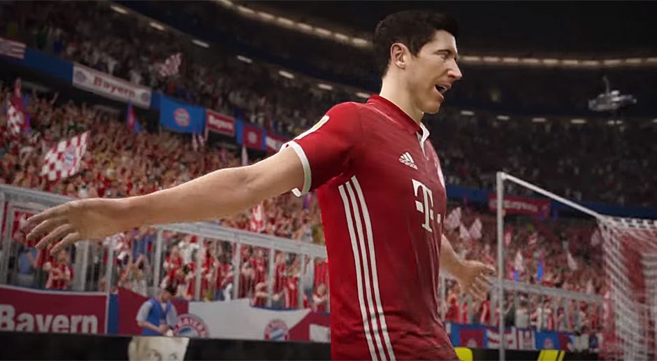 
                <strong>Robert Lewandowski bei FIFA 17</strong><br>
                Robert Lewandowski trifft per Kopf und lässt sich dafür von der Südkurve feiern.
              