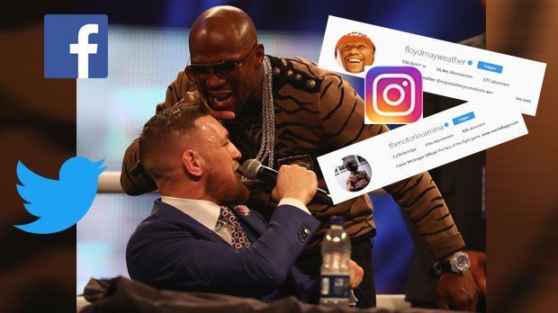 
                <strong>4. Social Media Popularität</strong><br>
                Bei der weltweiten Presse-Tour für das Megaevent konnte man den Eindruck gewinnen, McGregor sei der populärere von beiden. Die Anzahl der Social Media Follower spricht allerdings eine andere Sprache.Mayweather: 37,09 Mio Follower (Instagram: 16,4 Mio, Twitter: 7,41 Mio, Facebook: 13,28 Mio)McGregor: 28,97 Mio Follower (Instagram: 17 Mio, Twitter: 5,52 Mio, Facebook: 6,45 Mio)
              