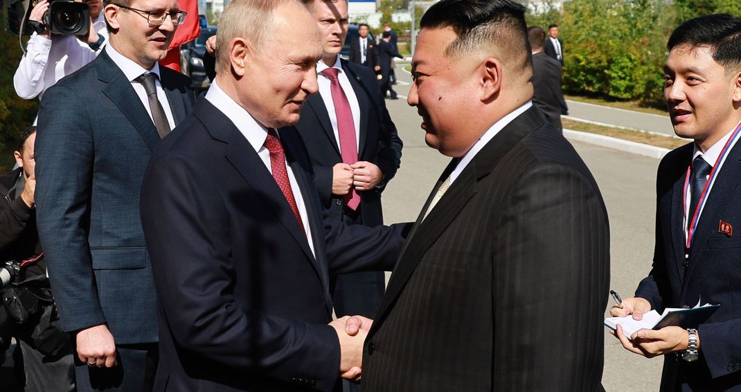 Russlands Putin und Nordkoreas Machthaber Kim bei einem Treffen in Russland.