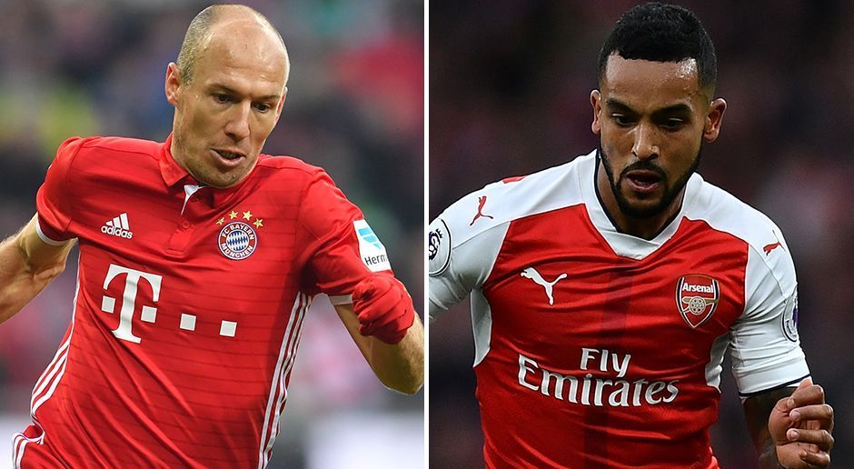 
                <strong>Rechter Flügelspieler: Arjen Robben vs. Theo Walcott</strong><br>
                Zwei Vollgas-Spieler sind auf der rechten Außenbahn unterwegs. Die Erfahrung spricht klar für den niederländischen Wahl-Münchner, der jedoch immer wieder mit Wehwehchen zu kämpfen hat. Arsenals einstiges Wunderkind spielt in dieser Saison wieder groß auf: Obwohl ihn zwei Verletzungen ausbremsten, steht Walcott schon jetzt wettbewerbsübergreifend bei 14 Saisontreffern - der zweitbeste Wert seiner Karriere. Das Duell endet unentschieden, womit es 7:3 steht.
              