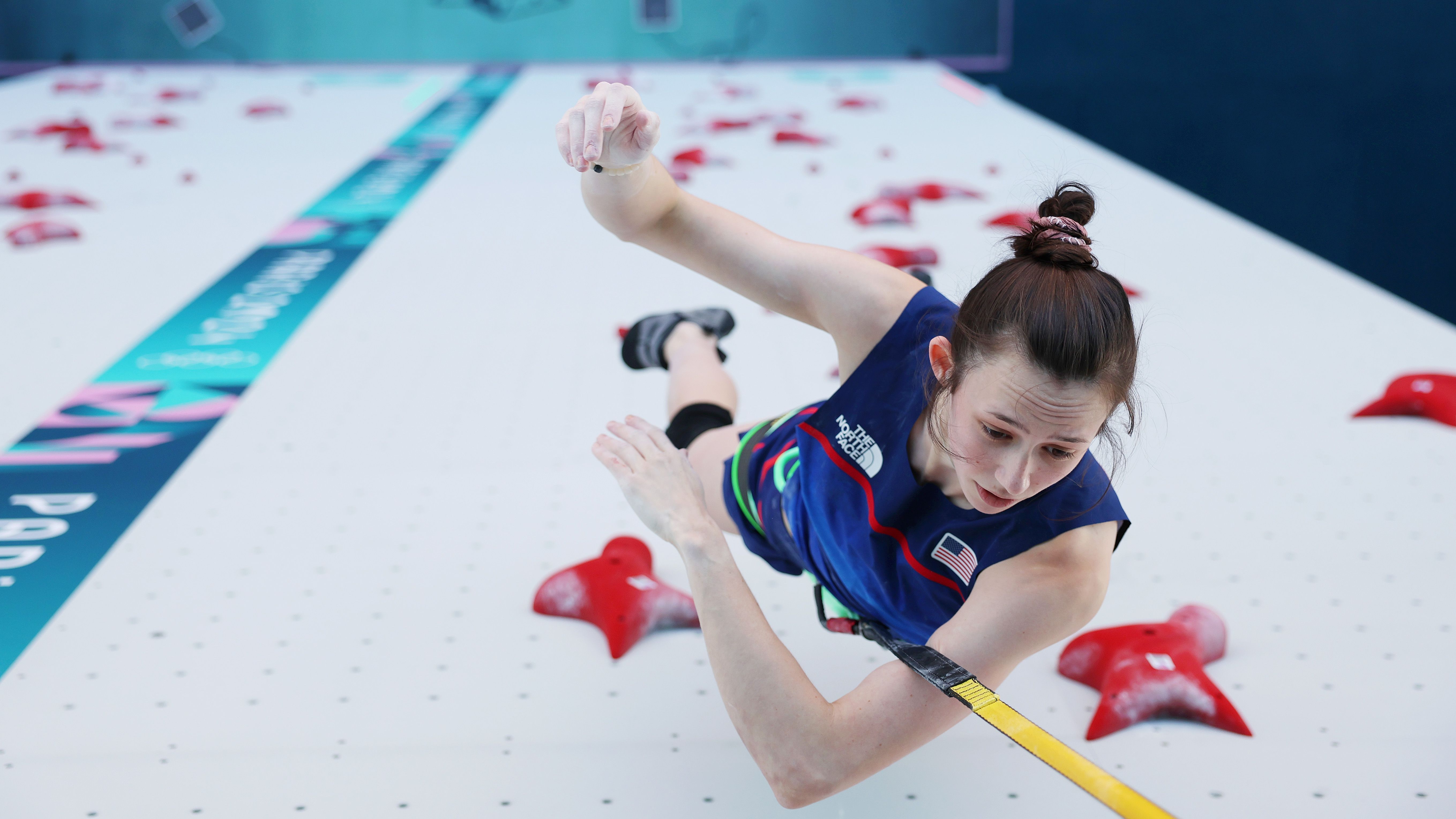 <strong>Olympia: Die besten Bilder des zehnten Tages</strong><br>Emma Hunt tritt für die USA beim Speed Climbing an.