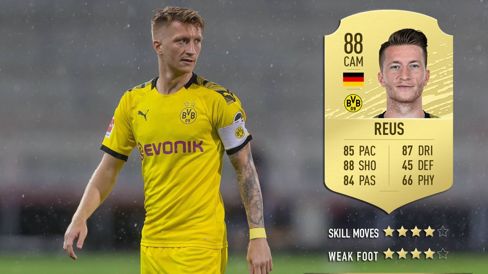 
                <strong>Marco Reus (Borussia Dortmund)</strong><br>
                Gesamtstärke: 88Position: Offensives MittelfeldAlter: 30
              