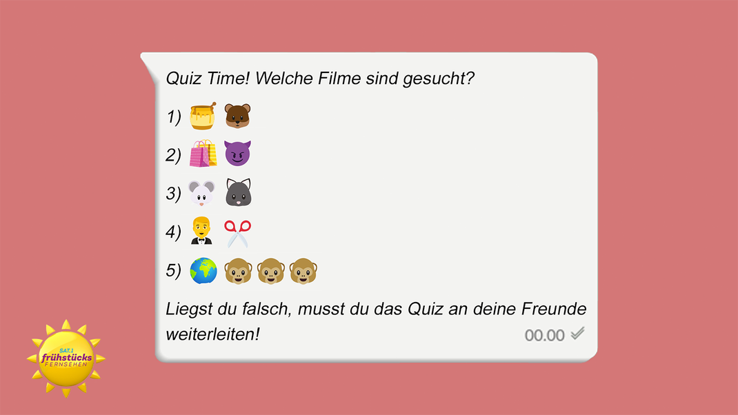 Welcher Film wird gesucht? Verschicke diesen WhatsApp-Kettenbrief und lass deine Freunde und Familie rätseln.