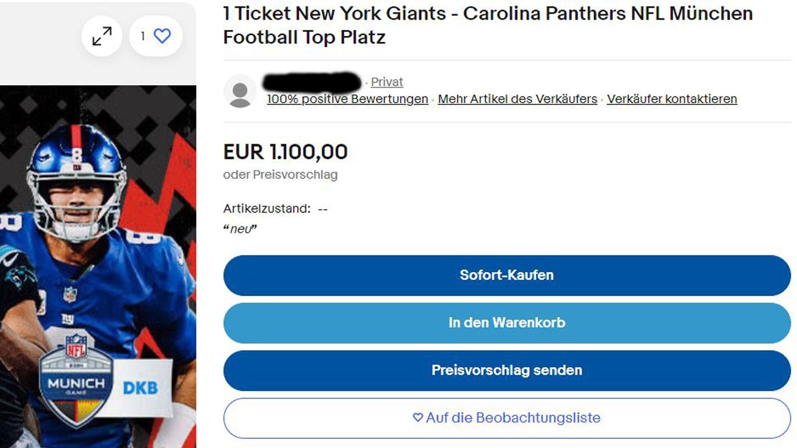 <strong>Auch auf eBay geht's ab</strong><br>Auf der möglicherweise bekanntesten deutschen Verkaufsplattform hat es ein wenig länger gedauert, aber auch dort wurde nach etwas mehr als einer Stunde geliefert. Hier gibt's ein Ticket für den ganz schmalen Taler (Vorsicht, Ironie) - immerhin für einen "Top Platz" . Wenn der genauso "top" ist wie der Preis, puh ...