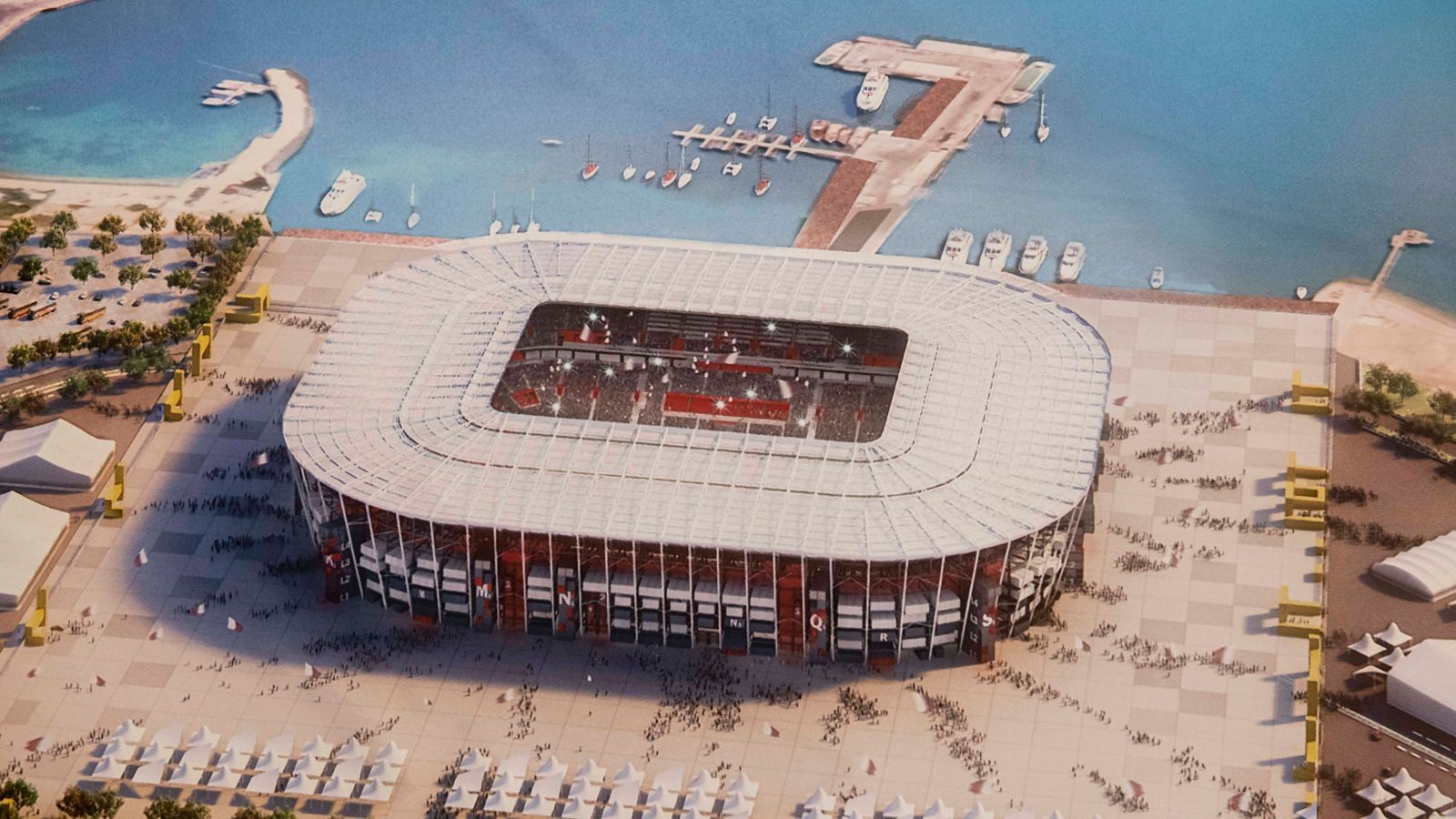 
                <strong>Ras Abu Aboud Stadium</strong><br>
                Kapazität: 40.000Standort: DohaFertigstellung: Neubau, Eröffnung 2020
              