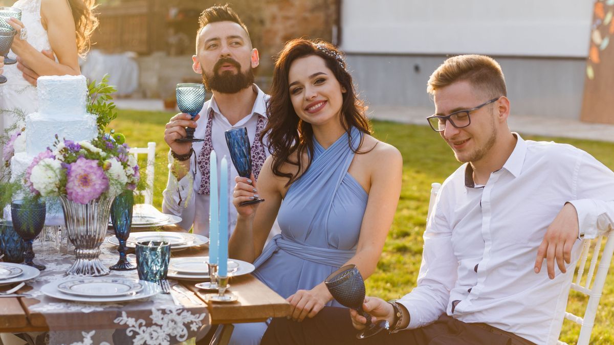 The newmarried couple and guests