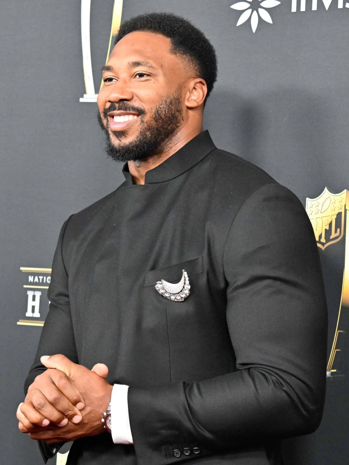 February 6, 2025, New Orleans LA; Myles Garrett poses on the red carpet before Super Bowl LIX NFL, American Football Herren, USA Honors at Saenger Theatre. Mandatory credit CSM New Orleans USA - ZU...