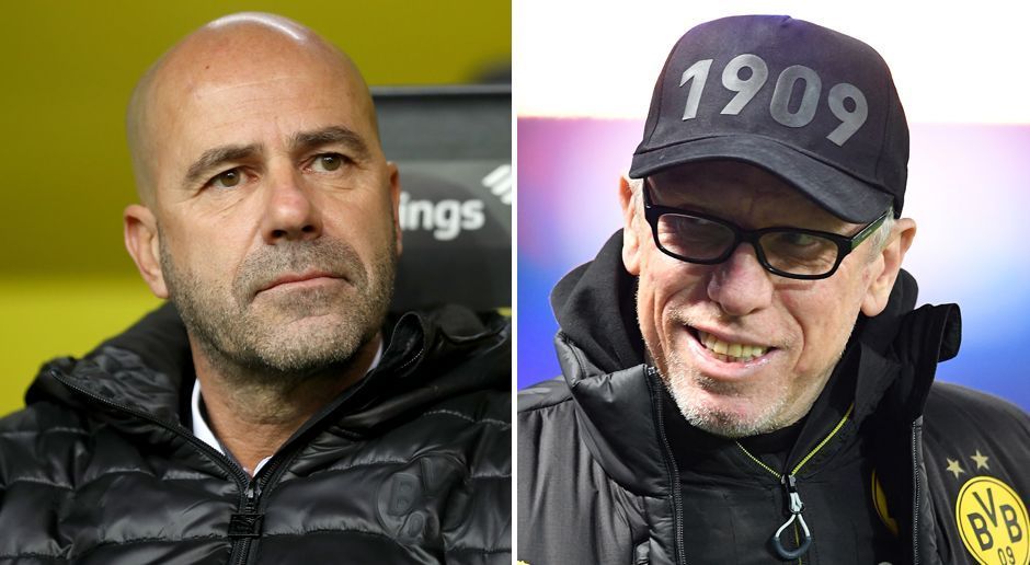 
                <strong>Peter Bosz - Peter Stöger (Borussia Dortmund)</strong><br>
                Trainerentlassung: 9. Dezember 2017Trainerverpflichtung: 10. Dezember 2017Weniger als ein halbes Jahr währte die Amtszeit von Peter Bosz (li.) bei Borussia Dortmund. Nach furiosem Saisonstart mit sieben Siegen aus den ersten acht Bundesligaspielen rutschte der BVB in der Tabelle rekordverdächtig rasant von der Spitze ins Mittelfeld ab. In der Champions League errangen die Schwarz-Gelben kümmerliche zwei Pünktchen und stiegen in die Europa League ab. Nach dem 1:2 gegen Werder Bremen am 15. Spieltag zogen die Verantwortlichen die Bremse und entließen den Niederländer. Dafür kam Peter Stöger, der nur kurzzeitig ohne Job gewesen war.
              