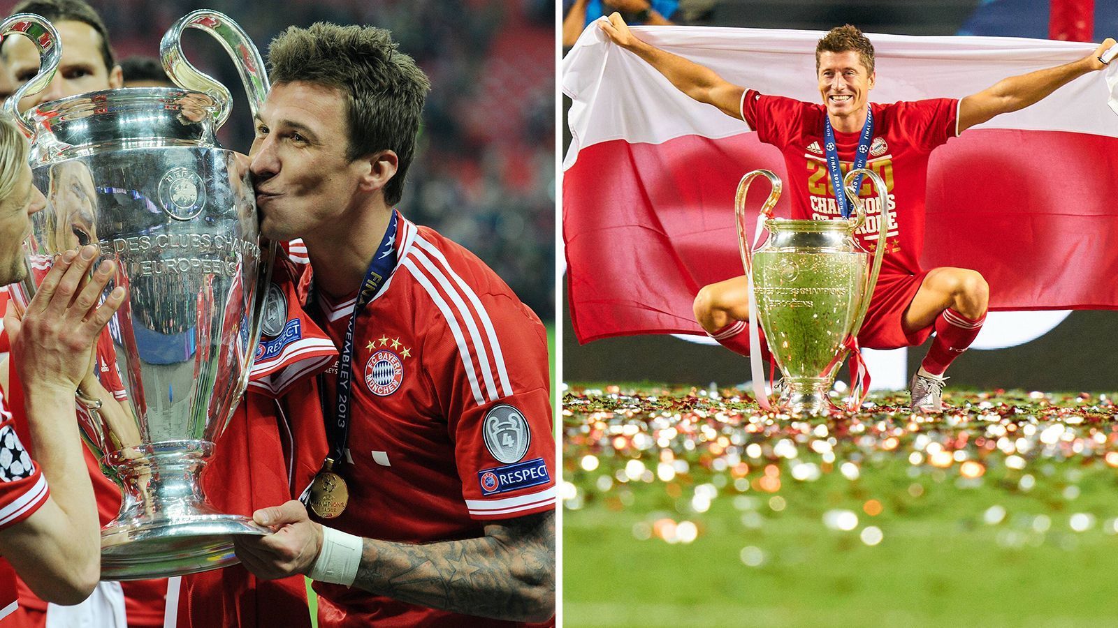 
                <strong>Mario Mandzukic vs. Robert Lewandowski</strong><br>
                "Lewa" betreibt nochmal etwas Kosmetik. Seinen kroatischen Vorgänger steckt der polnische Bomber ganz locker in die Tasche. Mandzukic verdrängte damals Mario Gomez auf die Bank, erzielte in der Bundesliga 15 Tore und dominierte mit seiner Art, Bälle festzumachen und dadurch Räume zu schaffen. Lewandowski hingegen schrammte jüngst nur ganz knapp am Tore-Rekord in der Königsklasse vorbei und erzielte 15 Treffer in der Champions League. In der Bundesliga waren es sogar 34 Hütten. Der 32-Jährige spielt ohne jeden Zweifel seine beste Saison und schnappt sich dieses Duell: 8:5 für die Champions von 2013
              