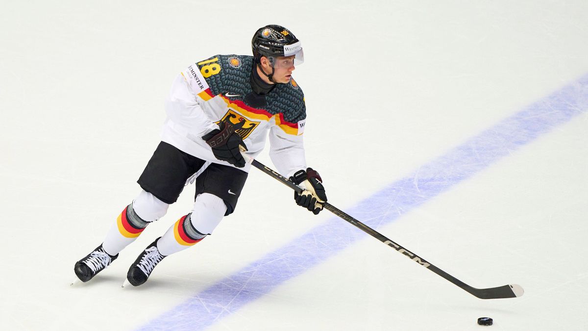 Tim Stützle 18 of Germany in the preliminary round match SWITZERLAND - GERMANY 5-1 of the IIHF Ice hockey, Eishockey World Championship, WM, Weltmeisterschaft Group B in Jyske Bank Arena in Herning...