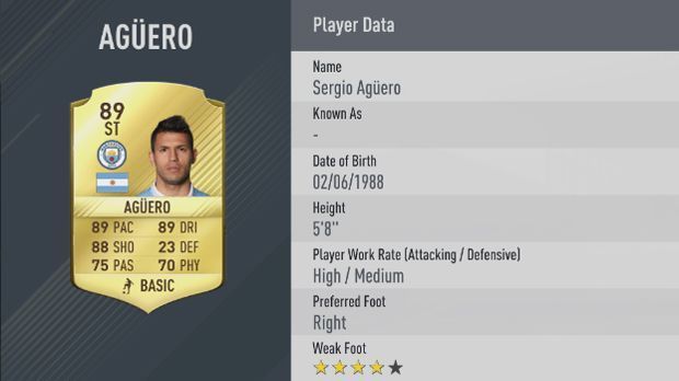 
                <strong>Sergio Agüero (Manchester City)</strong><br>
                Sergio Agüero (Manchester City) - Dribbelstärke: 89
              