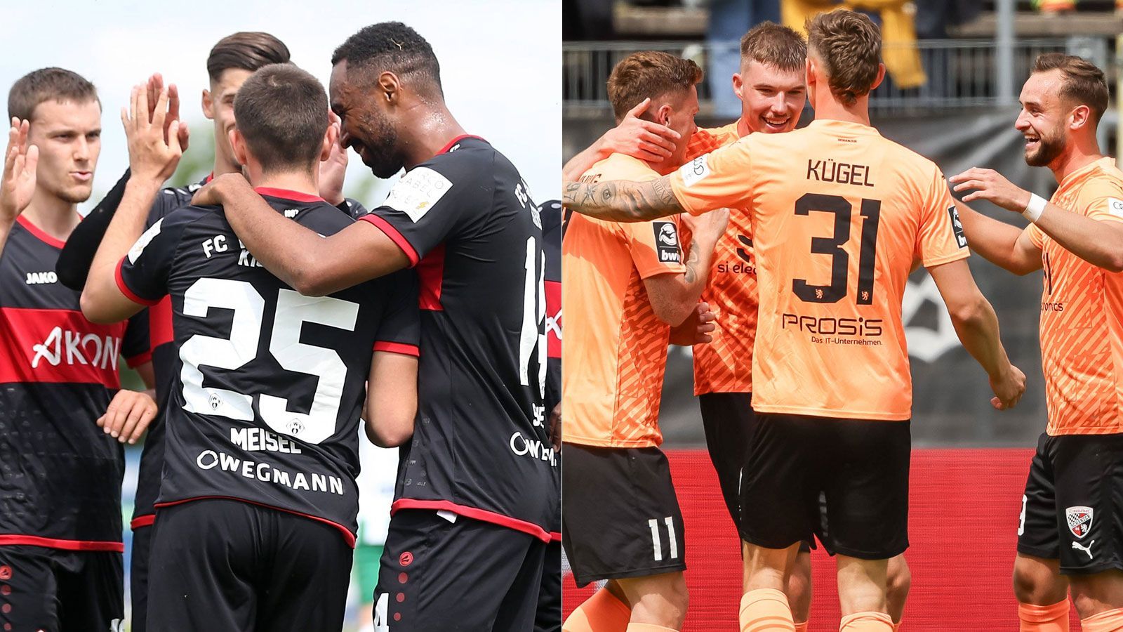 <strong>Landespokal Bayern in Würzburg</strong><br><strong>FC Würzburger Kickers</strong> (l., Regionalliga Bayern) - <strong>FC Ingolstadt</strong> (3. Liga) 1:2 (1:1) - Torschützen: 1:0 Sane (25.), 1:1 Grönning (45.), 1:2 Malone (81.)<br>Die Würzburger Kickers haben ihr Ticket für den DFB-Pokal bereits als Meister der Regionalliga Bayern gelöst, daher sind beide Teams dabei.