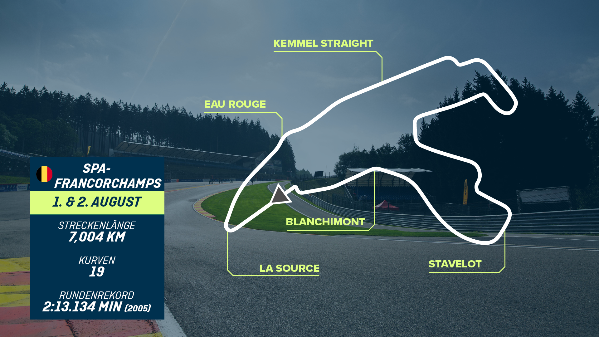 
                <strong>Spa-Francorchamps</strong><br>
                Belgien1./2. AugustVideo: Eine Runde mit dem DTM-Auto in Spa
              