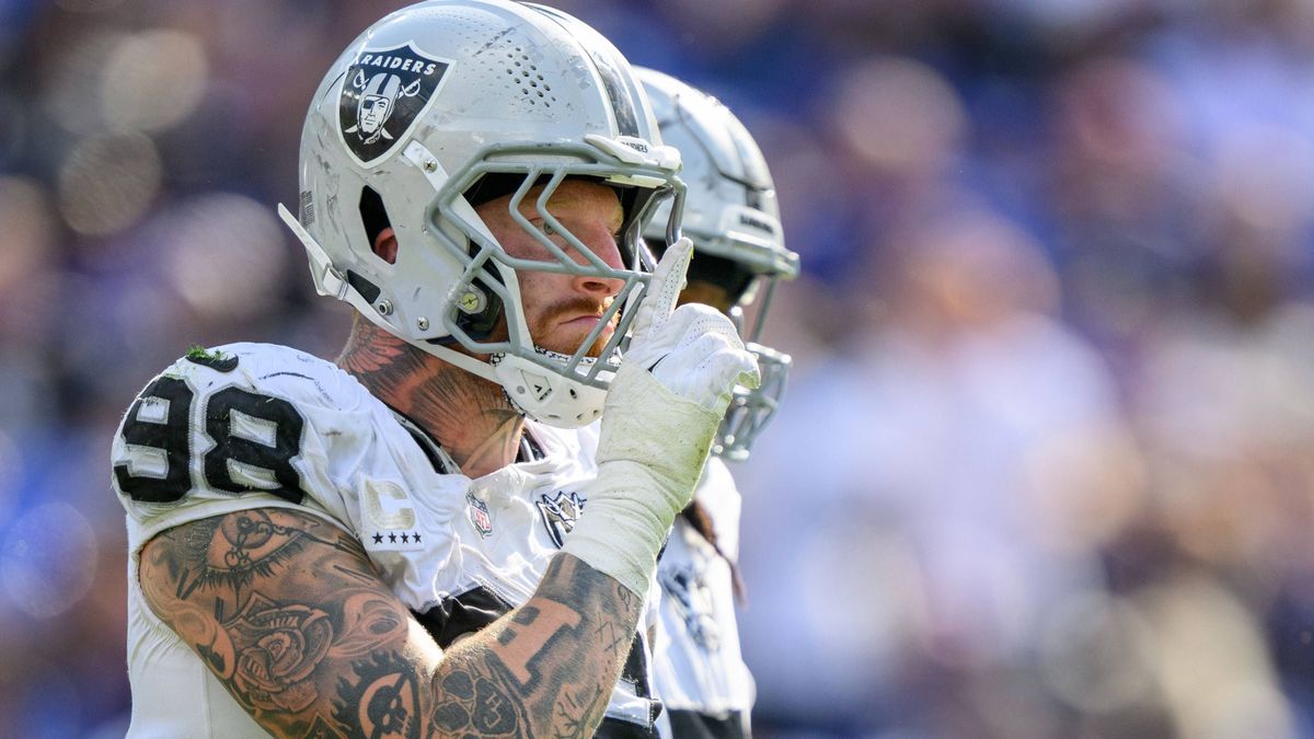 NFL, American Football Herren, USA Las Vegas Raiders at Baltimore Ravens Sep 15, 2024; Baltimore, Maryland, USA; Las Vegas Raiders defensive end Maxx Crosby (98) celebrates after a sack during the ...