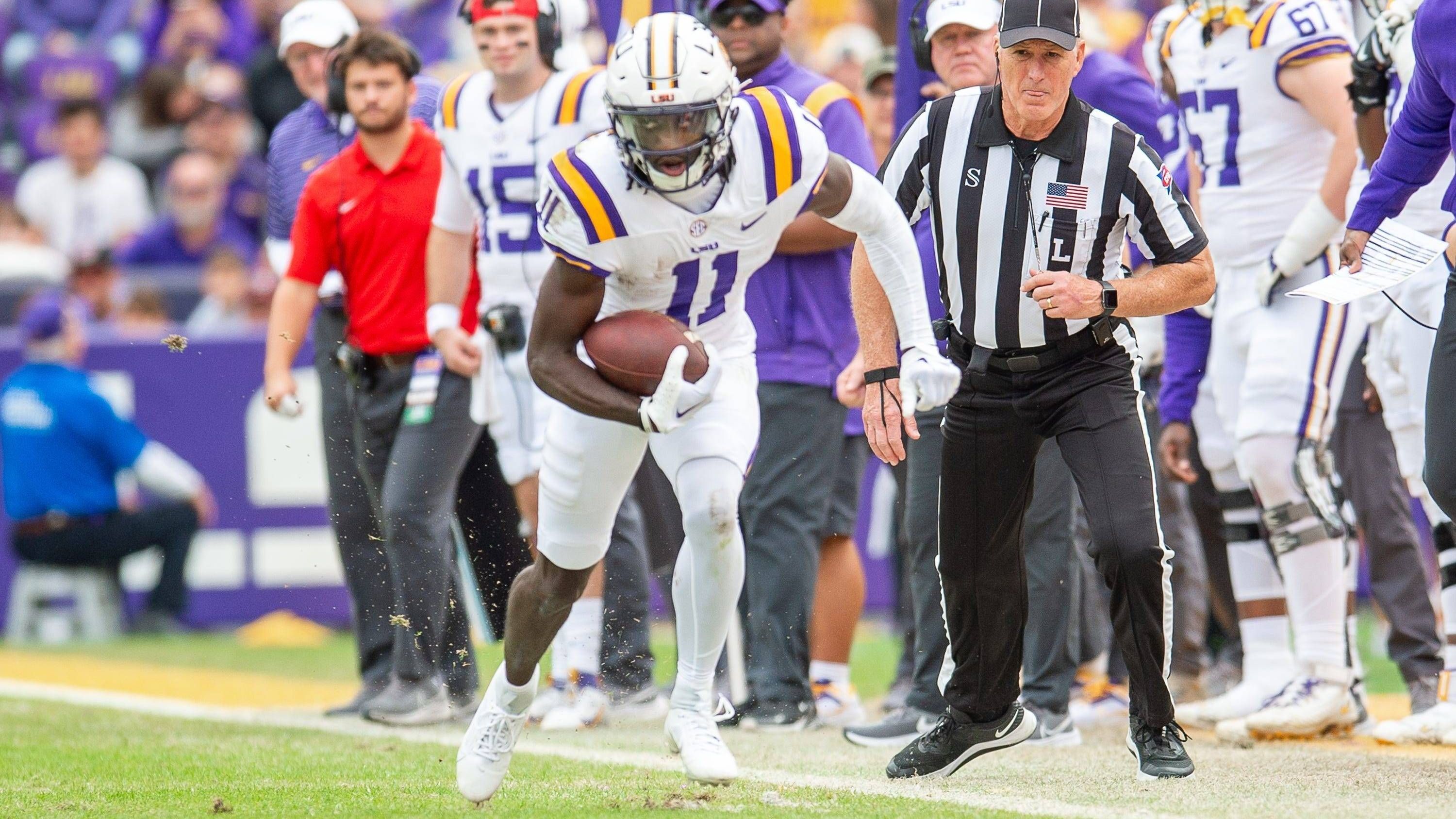 <strong>Brian Thomas Jr.</strong><br>College: LSU<br>Position: Wide Receiver