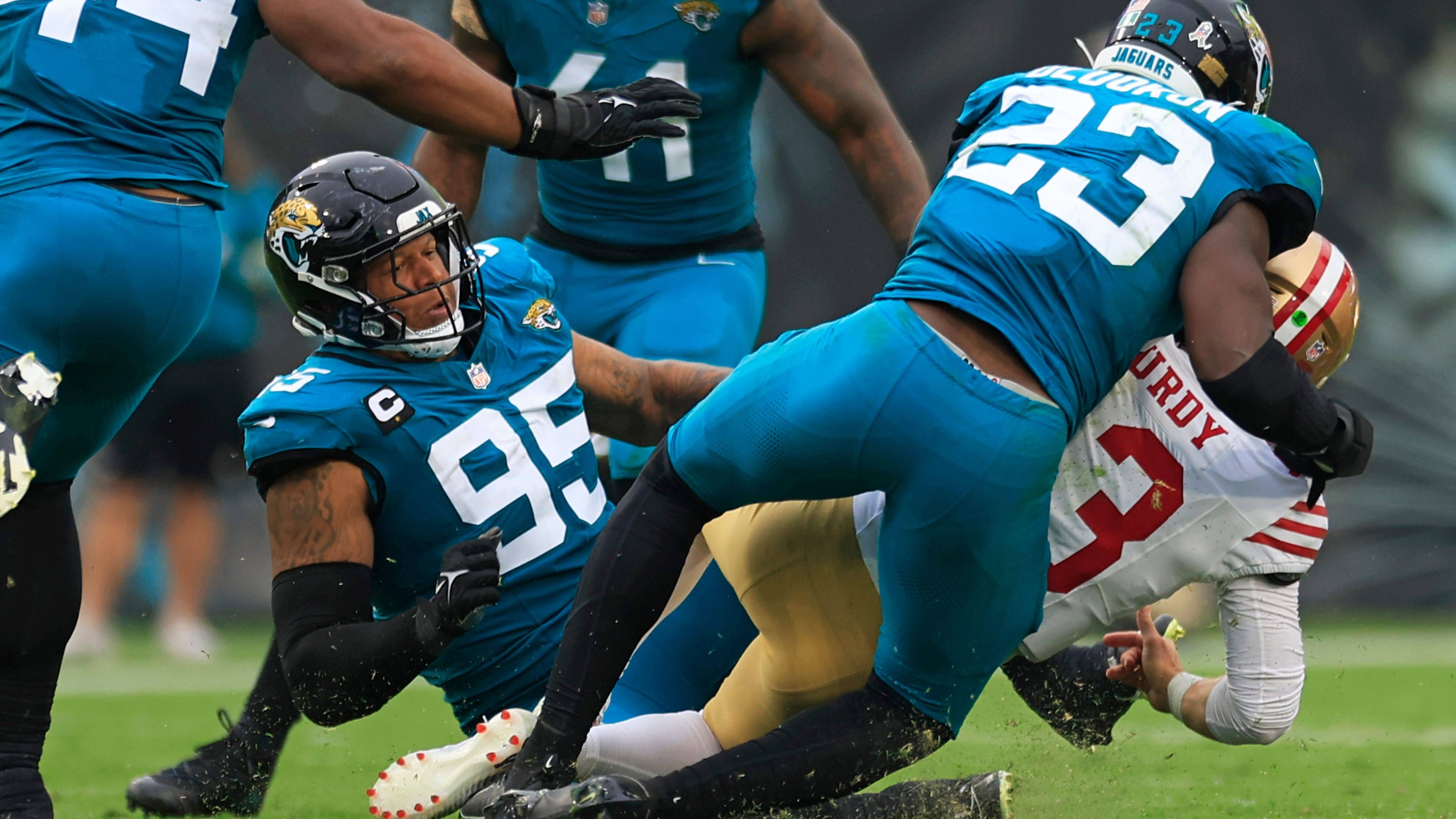 <strong>Jacksonville Jaguars</strong><br>Offense:<br>Passing Yards - 221,4&nbsp;pro Spiel<br>Rushing Yards - 106,6&nbsp;pro Spiel<br>Overall Yards - 328&nbsp;pro Spiel<br>Punkte - 21,8&nbsp;pro Spiel<br>Defense:<br>Passing Yards - 266,8&nbsp;pro Spiel<br>Rushing Yards - 86,4&nbsp;pro Spiel<br>Overall Yards - 353,2&nbsp;pro Spiel<br>Punkte - 21,1 pro Spiel