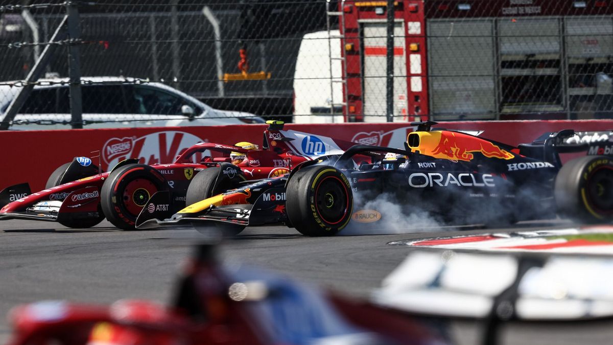 Duell: Lewis Hamilton vs. Max Verstappen in Kurve 4 in Mexiko-Stadt 2025