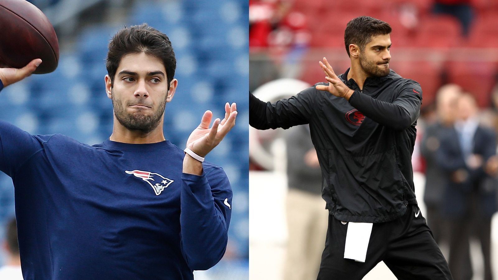 
                <strong>Jimmy Garoppolo</strong><br>
                Der 28-jährige Quarterback wurde 2014 in der 2. Runde von den New England Patriots gedraftet, bei denen er drei Saisons lang den Back Up von Superstar Tom Brady gab. Im Oktober 2017 wurde er für einen Zweitrunden-Pick nach San Francisco getradet, wo er seit Dezember 2017 als Franchise-Quarterback eingesetzt wird. 
              