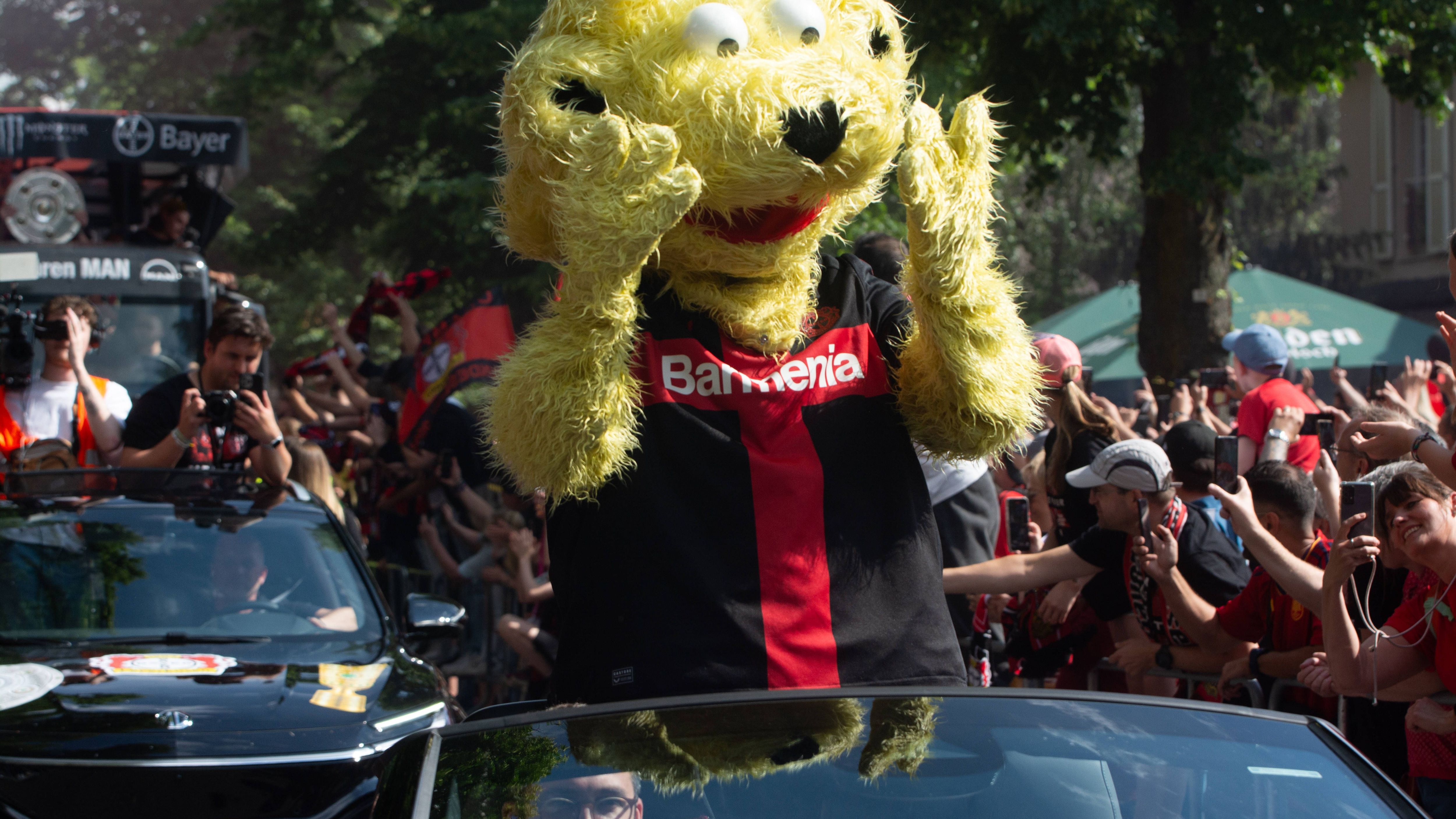 <strong>Bayer Leverkusen: Brian the Lion</strong><br>Brian the Lion, so heißt der tierische Begleiter der Werkself. Wie im Vereinswappen muss es auch hier ein Löwe sein, wenn auch mit knallgelbem Fell.