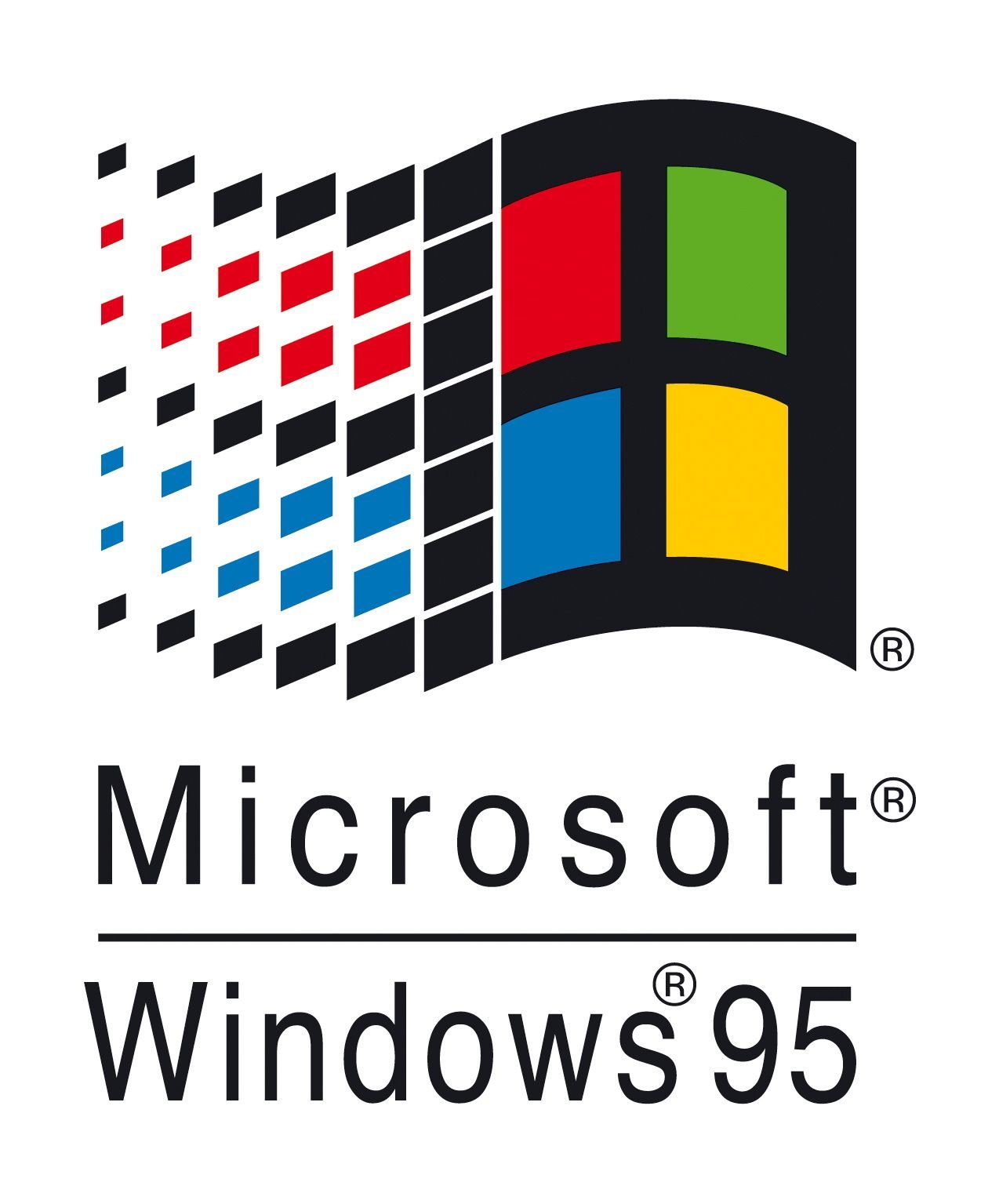 Mit dem Launch von Windows 1995 gelang Microsoft der Durchbruch. Das Logo wurde da schon bunter.