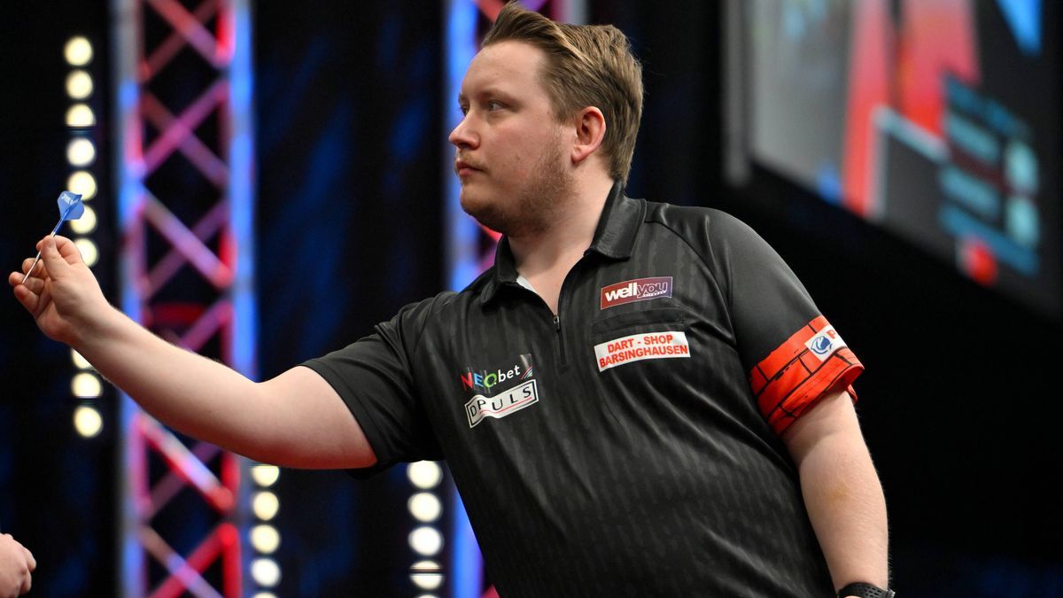 01.04.2024, München, Deutschland (GER): Martin Schindler (GER), NEO.bet German Dart Grand Prix München, PDC European Tour 24 *** 01 04 2024, Munich, Germany (GER) NEO.bet German Dart Grand Prix Mun...