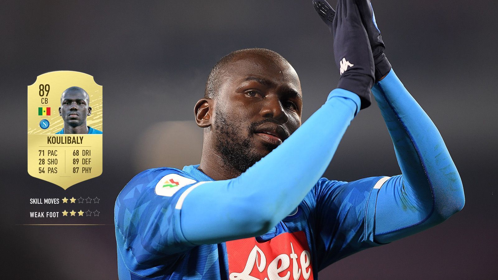 
                <strong>11. Kalidou Koulibaly (SSC Neapel) </strong><br>
                Gesamtstärke: 89Alter: 28Position: Innenverteidigung
              