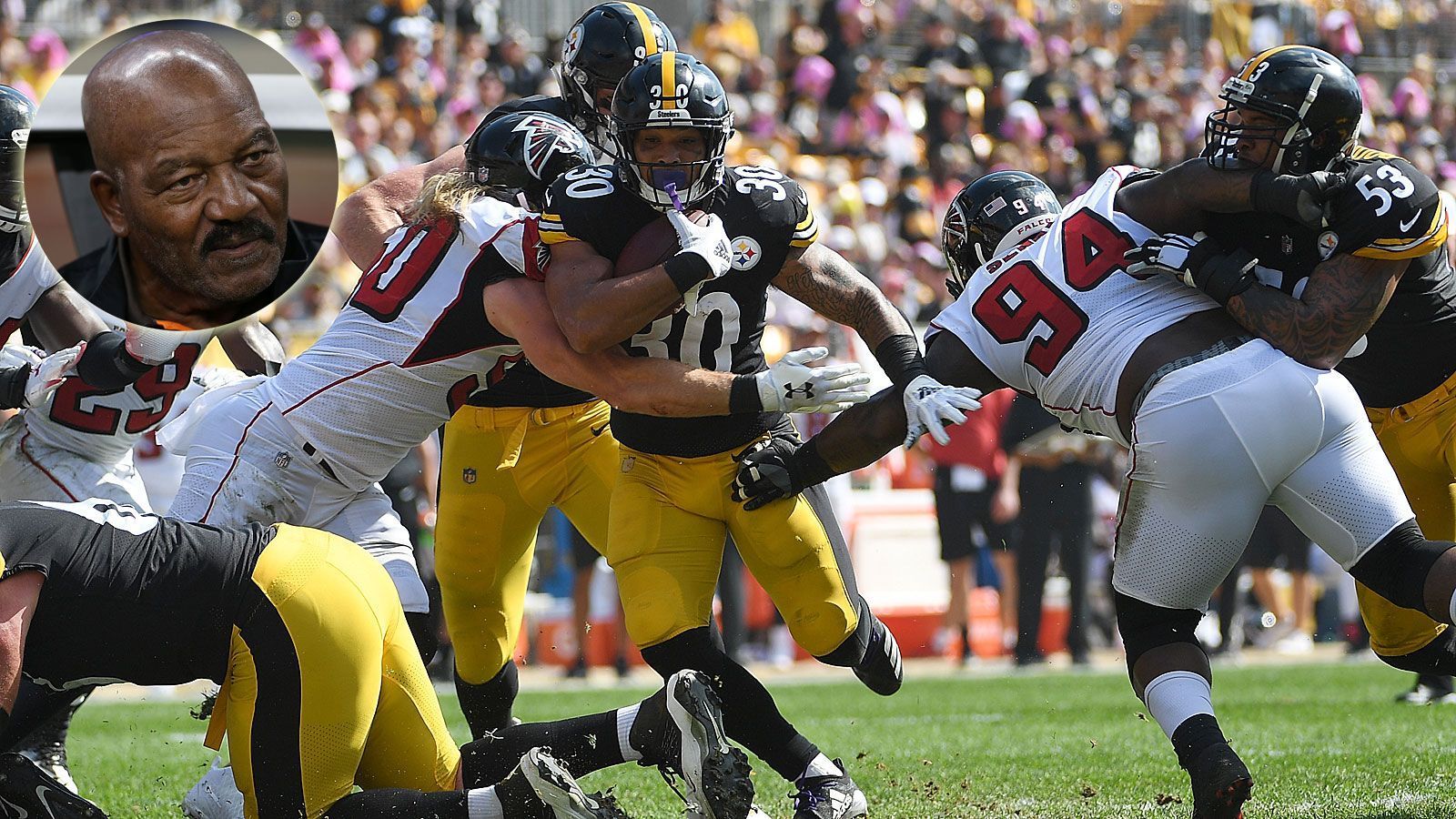 
                <strong>Week 5: James Conner macht's Jim Brown nach</strong><br>
                Der Running Back ersetzt den streikenden Le'Veon Bell - und macht seine Sache überaus gut. Beim 41:17 seiner Pittsburgh Steelers kam James Conner auf 110 Rushing Yards, 75 Receiving Yards und zwei Runs in die Endzone. Schon beim 21:21 nach Overtime zum Saisonstart in Cleveland (135 Rushing Yards, 57 Receiving Yards, zwei Rushing Touchdowns) waren ihm mehr als 100 Rushing Yards, mehr als 50 Receiving Yards und zwei Läufe in die Endzone gelungen. Solche Statistiken in mehreren der ersten fünf Spiele einer NFL-Saison schaffte vor ihm nur ein ganz Großer: Jim Brown.
              