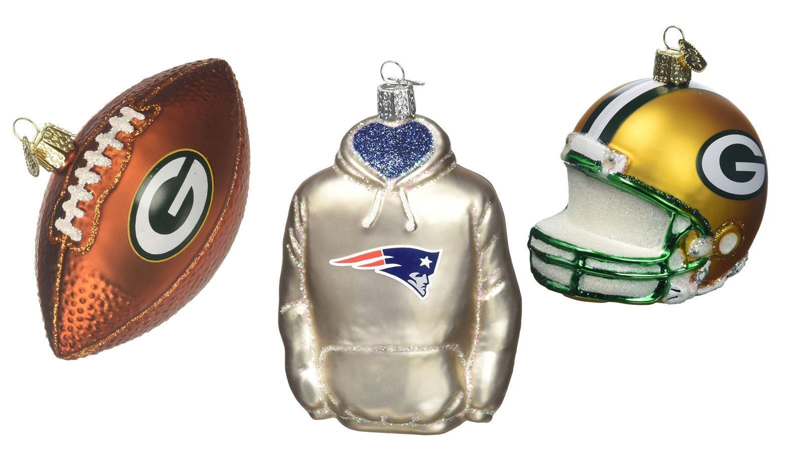 
                <strong>Christbaumaufhänger</strong><br>
                Bei Christbaumkugeln gibt es bei der NFL nichts, was es nicht gibt, egal ob Ball, Helm oder Hoodie.
              