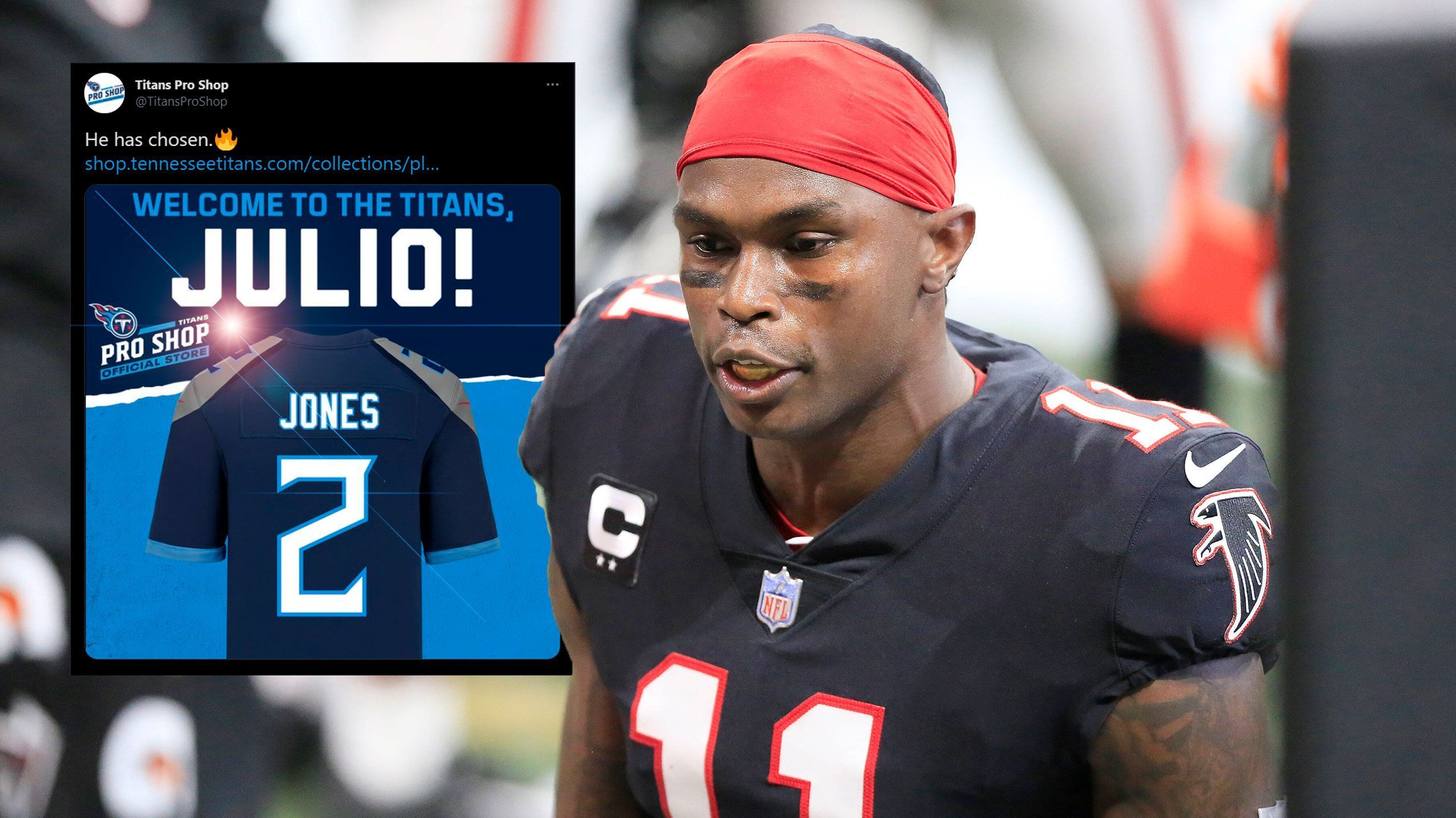 
                <strong>Julio Jones (Tennessee Titans - Wide Receiver) </strong><br>
                &#x2022; Alte Trikotnummer : 11 (Atlanta Falcons)<br>&#x2022; Neue Trikotnummer: 2 (Tennessee Titans)<br>
              