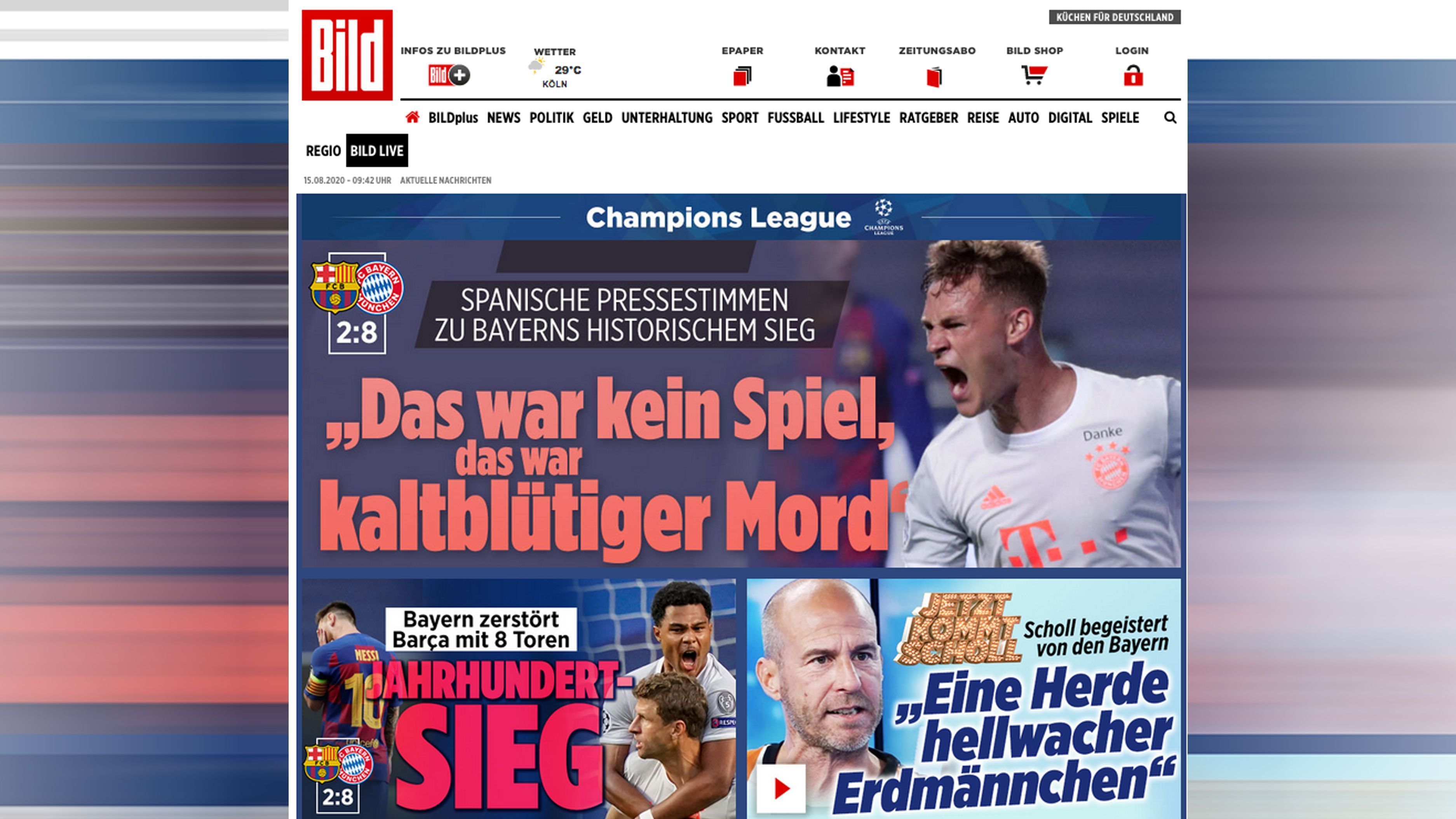 
                <strong>Deutschland</strong><br>
                Bild: Jahrhundert-Sieg. Bayern zerstört Barca mit 8 Toren
              