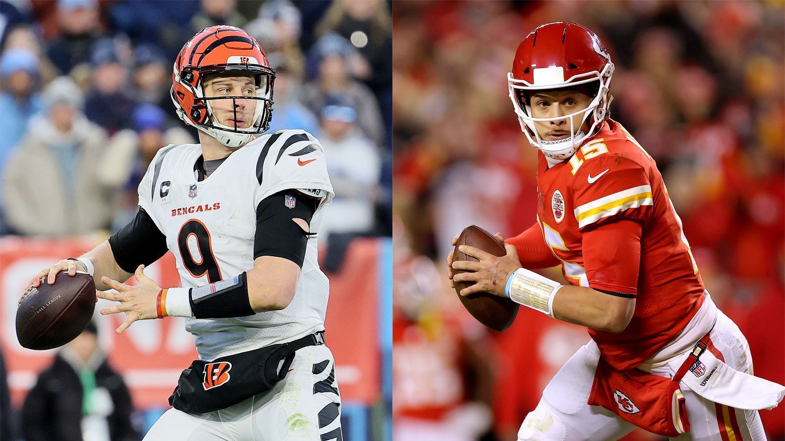 
                <strong>Bengals at Chiefs: Joe Burrow vs. Patrick Mahomes</strong><br>
                Beide Quarterbacks befinden sich in absoluter Topform. Besonders Mahomes kam nach einem durchwachsenen Start immer besser in die Saison und ist in den Playoffs derzeit der MVP. Kein Spielmacher hat mehr Passing Yards geworfen, beim spektakulären Sieg gegen die Bills glänzte er nicht nur mit teils unglaublichen Würfen, sondern auch mit seiner Qualität im Laufspiel. Derweil geht der Stern von Bengals-QB Joe Burrow gerade erst so richtig auf. Der 25-Jährige blieb im Krimi gegen die Titans zur Crunchtime eiskalt und führte sein Team zum Sieg. Die Chiefs scheinen ihm ohnehin zu liegen: Im direkten Duell in Week 17 stellte er mit einem Passer-Rating von 148,0 ein Career-High auf, warf für 446 Yards und vier Touchdowns.
              