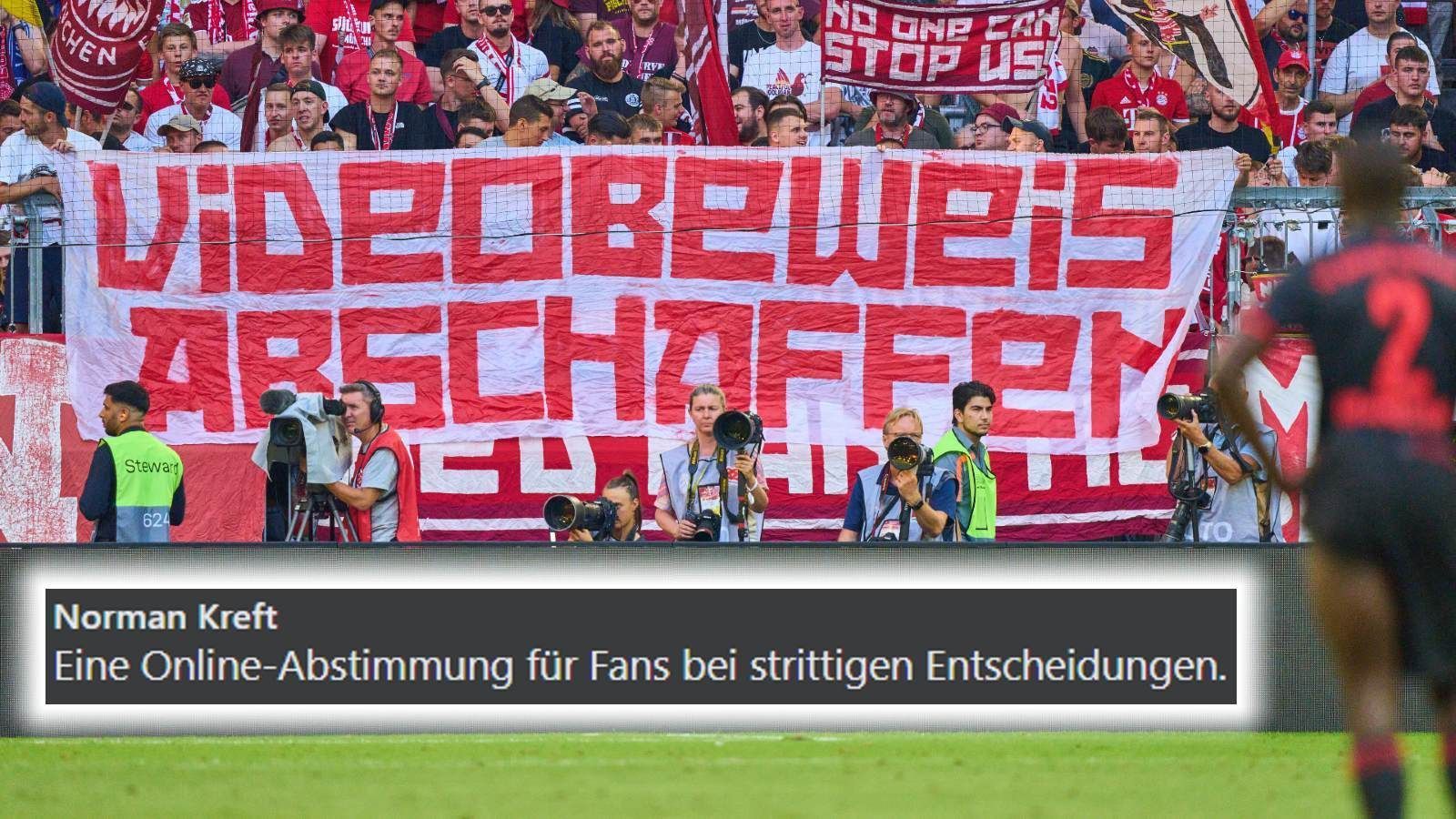 
                <strong>Videobeweis als direkte Demokratie</strong><br>
                Wenn das Motto "Gebt den Fußball den Fans zurück" etwas zu ernst genommen wird, könnte es in Zukunft zu einer Revolution im Fußball kommen. Dann würde nicht der Schiedsrichter über eine Szene, die vom VAR überprüft wird, entscheiden, sondern die Fans zu Hause per Online-Abstimmung. Beispiel: "Reicht dieser Kontakt aus, um auf Elfmeter zu entscheiden?" In der offiziellen "VAR-App" der DFL stimmen 68 Prozent mit ja ab. Ergebnis: Elfmeter für den FC Bayern. So oder so ähnlich. 
              