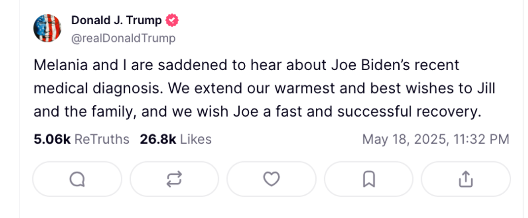 Trump zeigt Anteilnahme an der Krebsdiagnose von Ex-US-Präsident Joe Biden.