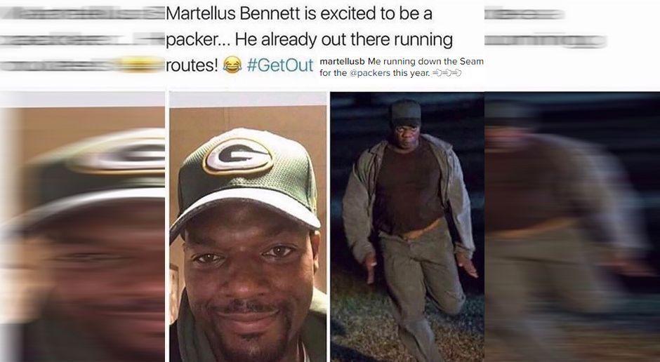 
                <strong>Martellus Bennett</strong><br>
                Martellus Bennett verlässt die New England Patriots und schließt sich den Green Bay Packers an. Wahrscheinlich möchte er nicht der Backup-Tight-End eines Typen sein, der Teufel trägt. Wie dem auch sei. Bennett nimmt sich selbst auf die Schippe, in dem er ein Bild des Films "Get Out" postet. Dazu schreibt er: "Ich übe schon mal meine Routen für die Packers". Scheinbar spielt er auf die Ähnlichkeit zum Schauspieler Daniel Kaluuya an.
              
