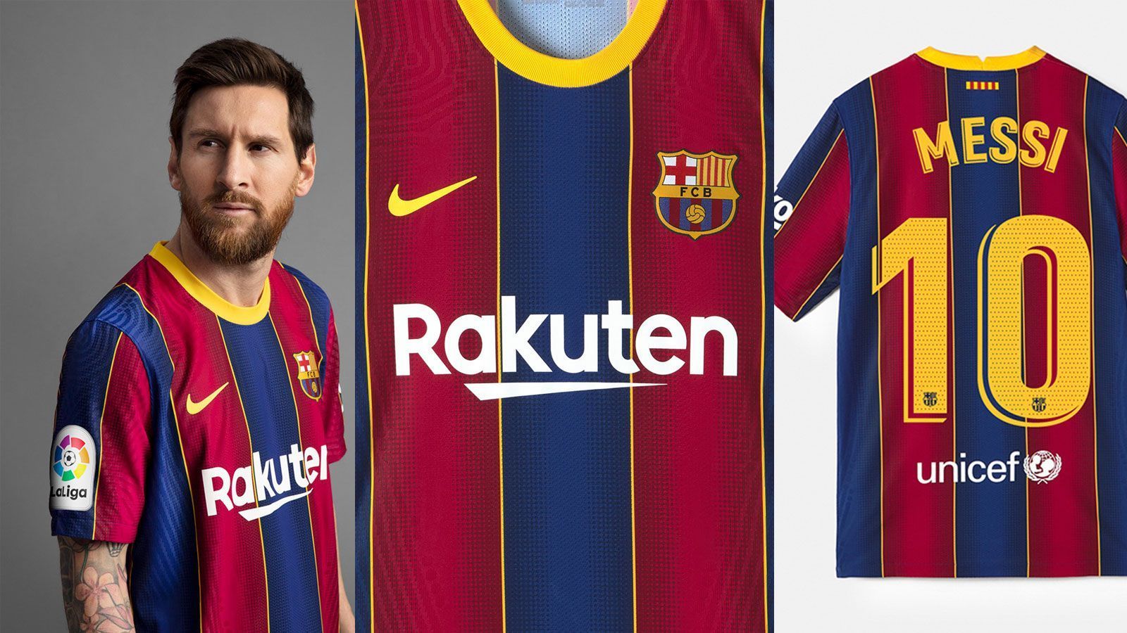 
                <strong>FC Barcelona (Heimtrikot)</strong><br>
                Der FC Barcelona kehrt mit dem neuen Heimtrikot zurück zu den Wurzeln. Zierten in der vorherigen Saison noch blaue und rote Quadrate die Spielkleidung der Katalanen, werden es in der kommenden Saison wieder die traditionellen Vertikalstreifen sein. Ebenfalls neu sind die goldenen Fäden, die als Trenner zwischen den blauen und roten Flächen dienen und das Trikot passend abrunden.
              