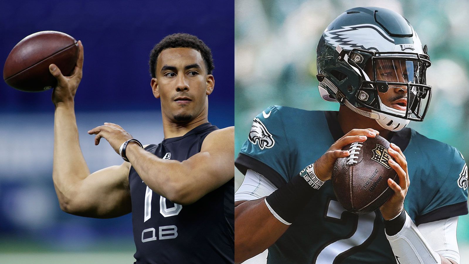 
                <strong>Überraschung beim NFL-Draft 2020 - Green Bay und Philadelphia schlagen bei den Quarterbacks zu</strong><br>
                Der diesjährige NFL-Draft ist aufregend wie selten zuvor: Durch die Corona-Pandemie gibt es keine große Draft-Show vor tausenden Fans in Las Vegas. Stattdessen wählen die Klubs die Spieler virtuell aus. Während der erste Pick der Cincinnati Bengals kaum jemanden überrascht, sind es die Green Bay Packers und Philadelphia Eagles, die für hochgezogene Augenbrauen sorgen. Die Packers wählen an 26. Stelle Quarterback Jordan Love (li.) und überraschen damit nicht nur ihre Fans, sondern auch ihren gesetzten Spielmacher Aaron Rodgers. Ähnlich ergeht es auch Eagles-Quarterback Carson Wentz, der mit Jalen Hurts (53. Pick) nun einen neuen Rivalen im Nacken spürt.
              