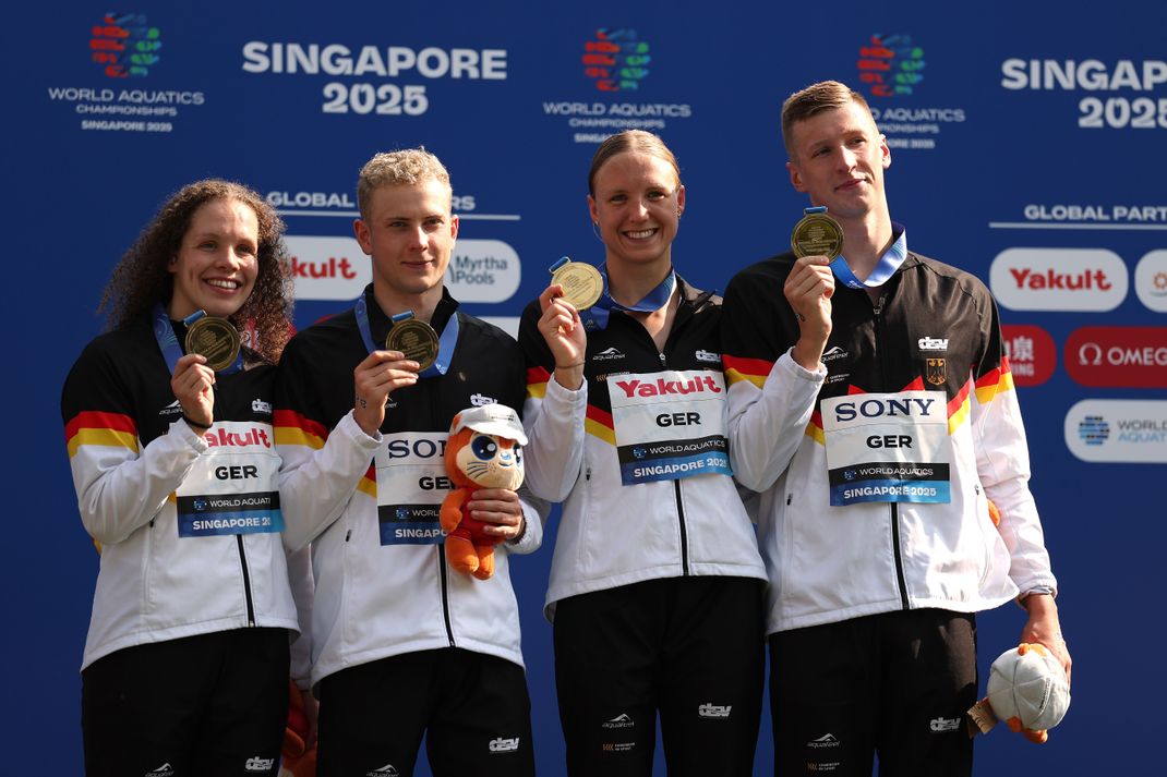 Die deutsche Staffel gewann bei der Schwimm-WM Gold