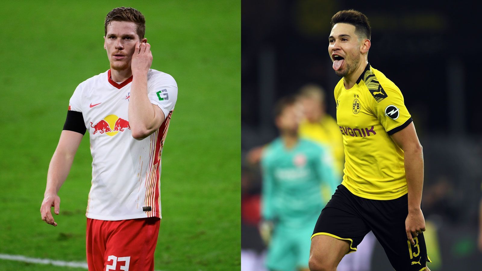 
                <strong>Abwehr: Marcel Halstenberg versus Raphael Guerreiro</strong><br>
                Spielen beide Teams mit einer Viererkette, werden Marcel Halstenberg und Raphael Guerreiro wohl auf der linken Abwehrseite auflaufen. Der BVB-Außenverteidiger überzeugt als Dauerbrenner mit zwei Toren und fünf Vorlagen, Halstenberg interpretiert seine Rolle defensiver und lieferte zwei Scorerpunkte. Aufgrund einer Verletzung absolvierte der deutsche Nationalspieler aber nur 50 Prozent der möglichen Spielminuten. Punkt Guerreiro, 1:1
              