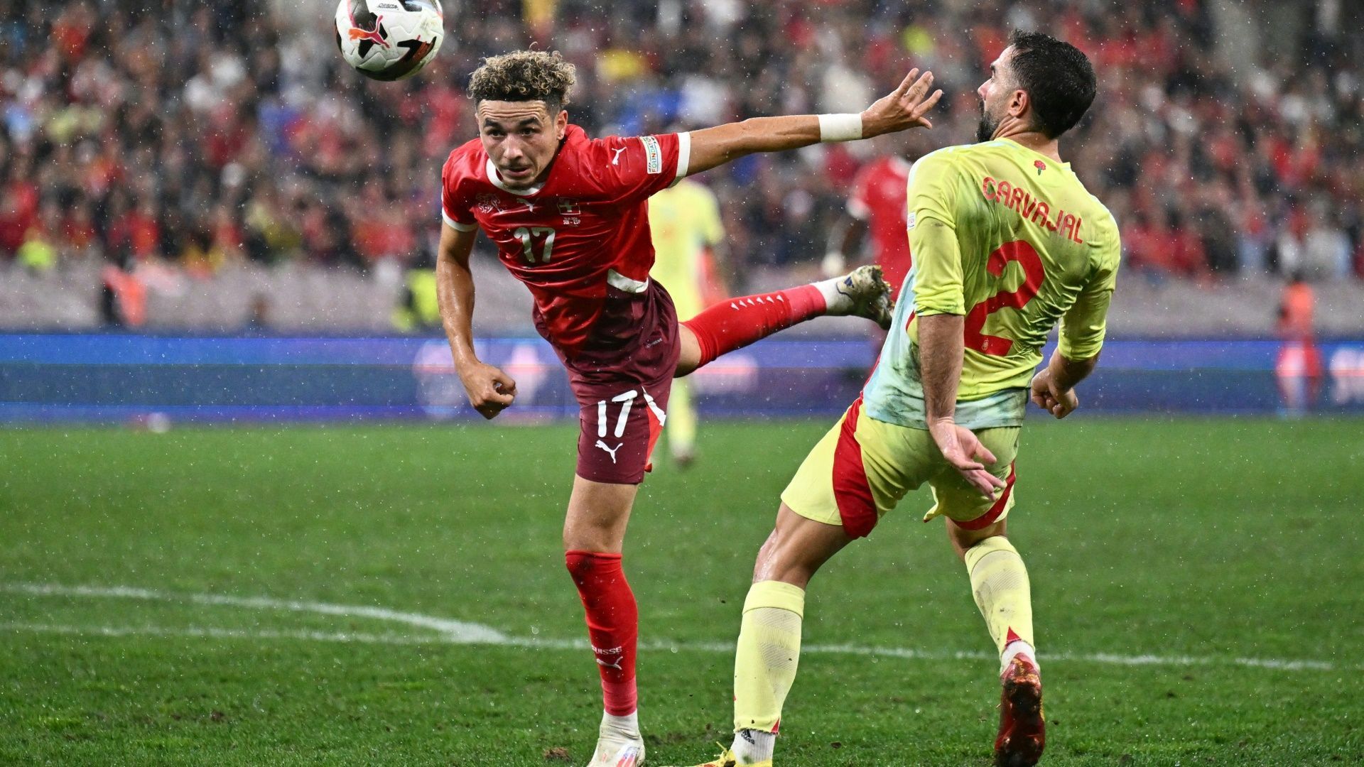 Spain wins convincingly against Switzerland despite red card