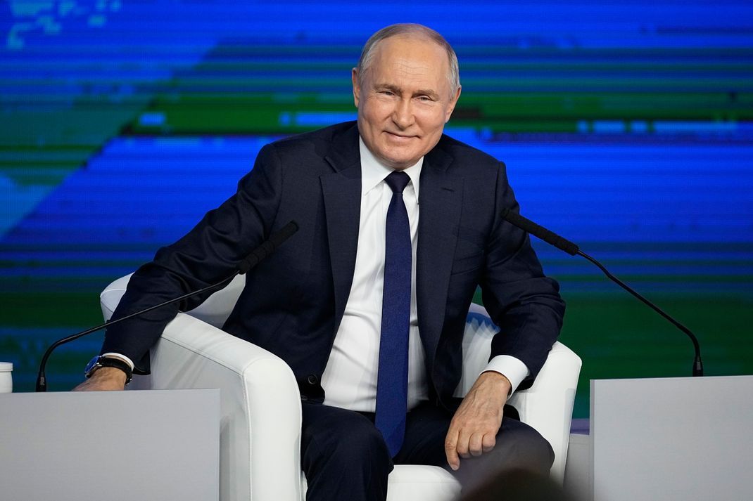 Russlands Machthaber Wladimir Putin bei einem Treffen mit Unterstützern in Moskau