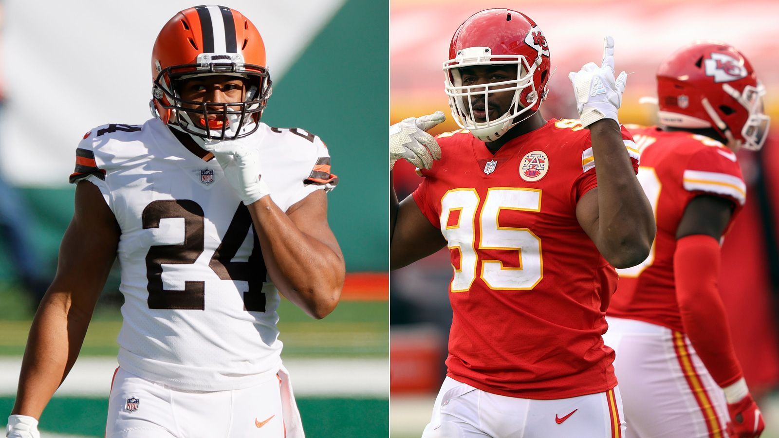 
                <strong>Browns at Chiefs: Nick Chubb/Kareem Hunt vs. Chiefs Defense</strong><br>
                Am Sonntag treten die Cleveland Browns bei den Kansas City Chiefs (20:45 Uhr live auf ProSieben und ran.de) an. Die Chiefs sind die Favoriten, aber die Browns überraschten bereits gegen die Steelers mit einer starken Vorstellung. Ein Schlüssel für die Browns wird es sein, den Ball mit dem Running Back-Duo Nick Chubb und Kareem Hunt zu laufen. Zum einen schwächelt die Chiefs-Defense gegen den Lauf und belegte in der Regular Season in dieser Rubrik nur Platz 21, zum anderen wird es für die Browns darum gehen, Star-Quarterback Patrick Mahomes möglichst lange vom Feld zu halten. Und schließlich kann sich das Duo Chubb/Hunt ja auch wirklich sehen lassen.
              