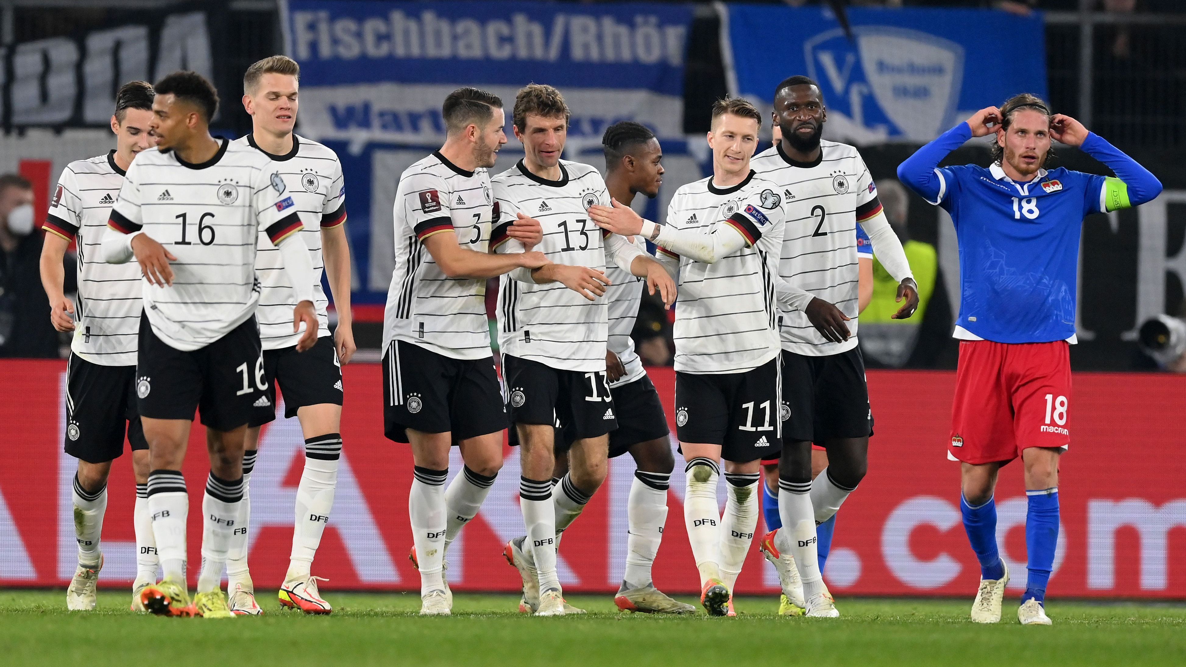 <strong>Die höchsten Siege der deutschen Nationalmannschaft</strong><br>
                Die deutsche Nationalmannschaft hat sich mit dem 9:0 in der WM-Quali im November 2021 gegen Liechtenstein einen der höchsten Siege der DFB-Teams erspielt. <strong><em>ran</em></strong> zeigt die höchsten DFB-Schützenfeste. (Stand: 16. November 2024)