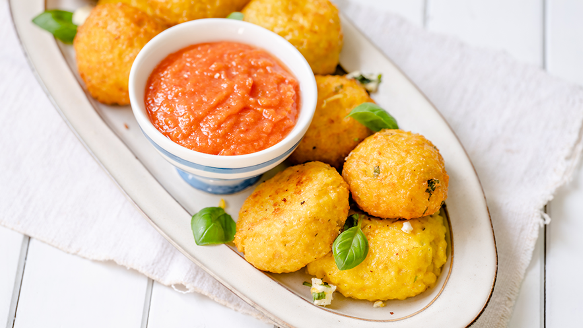 Risottobällchen mit Aprikosen Dip