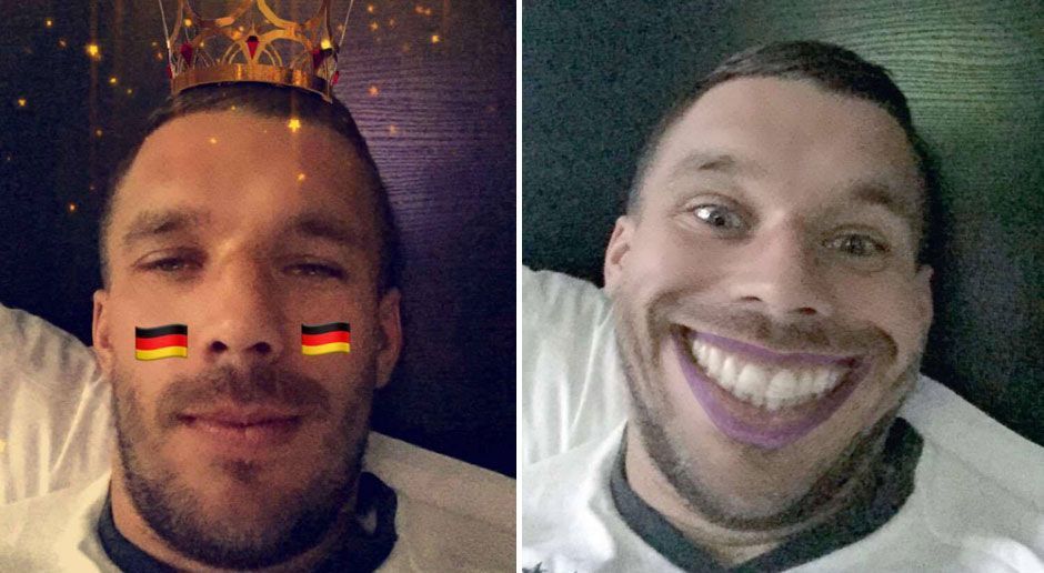
                <strong>Snapchat-Geschichte des Lukas Podolski</strong><br>
                Doch Poldi kann nicht nur über seine Mitspieler, sondern auch über sich selber lachen. So zeigt sich der Kölner auf Snapchat gerne mal als König von Deutschland oder einfach nur als Grinsebacke.
              